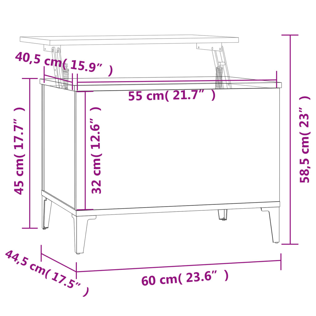 Couchtisch Schwarz 60x44,5x45 cm Holzwerkstoff