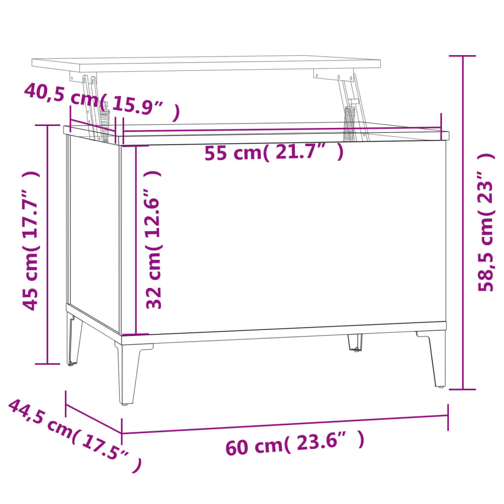 Couchtisch Hochglanz-Weiß 60x44,5x45 cm Holzwerkstoff