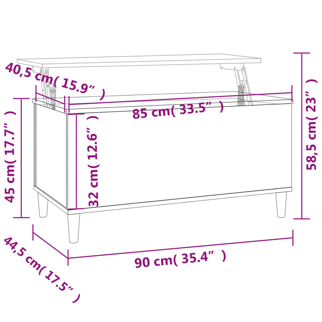 Couchtisch Sonoma-Eiche 90x44,5x45 cm Holzwerkstoff