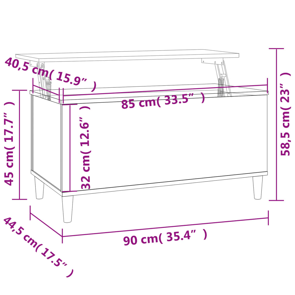 Couchtisch Räuchereiche 90x44,5x45 cm Holzwerkstoff