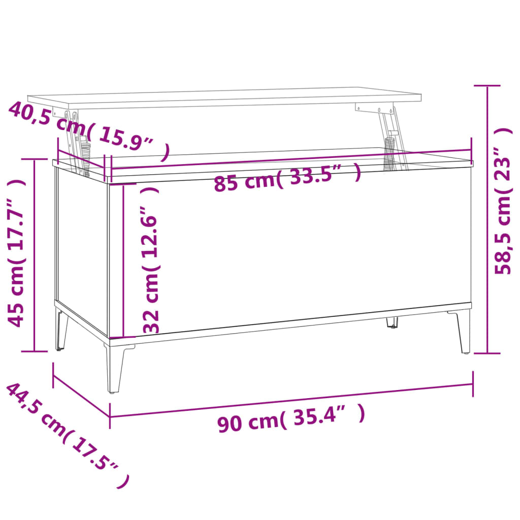 Couchtisch Weiß 90x44,5x45 cm Holzwerkstoff