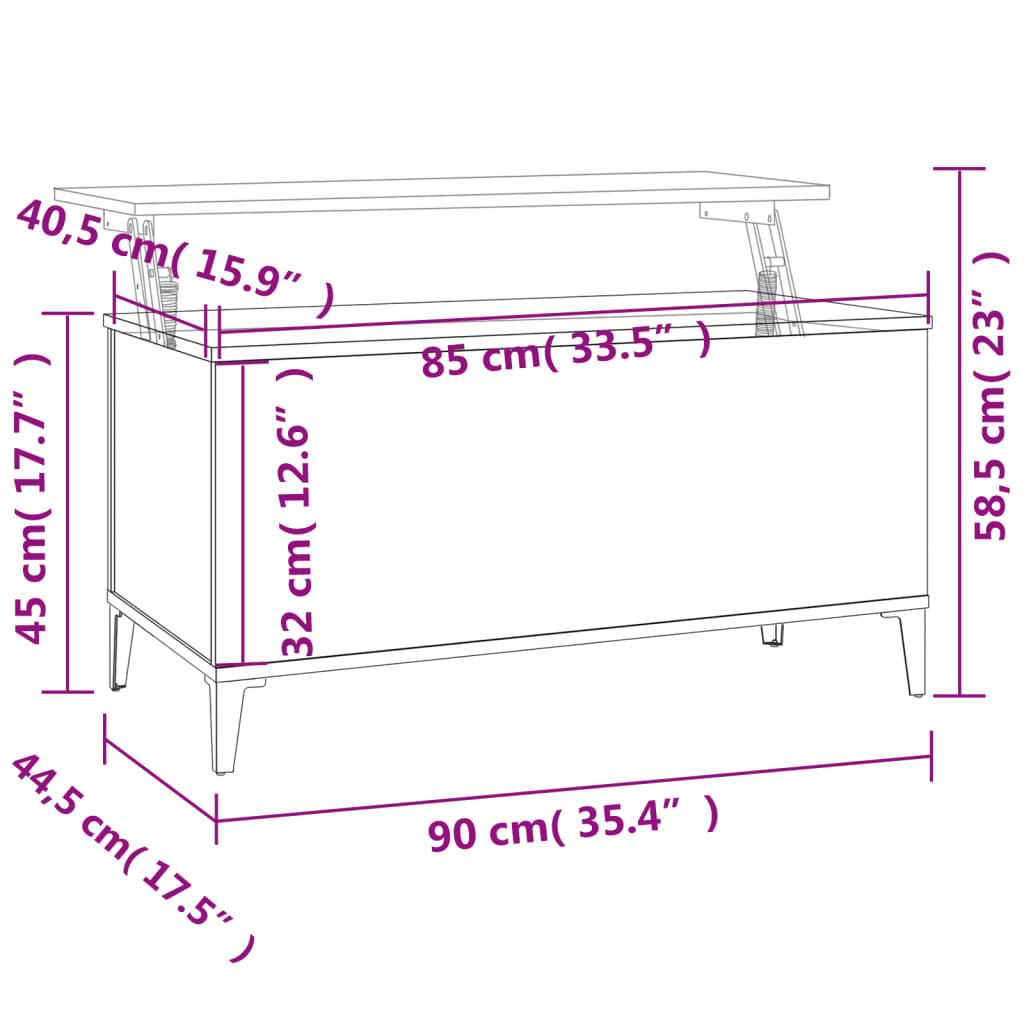 Couchtisch Hochglanz-Weiß 90x44,5x45 cm Holzwerkstoff