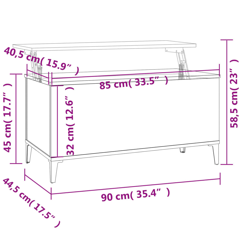 Couchtisch Braun Eichen-Optik 90x44,5x45 cm Holzwerkstoff