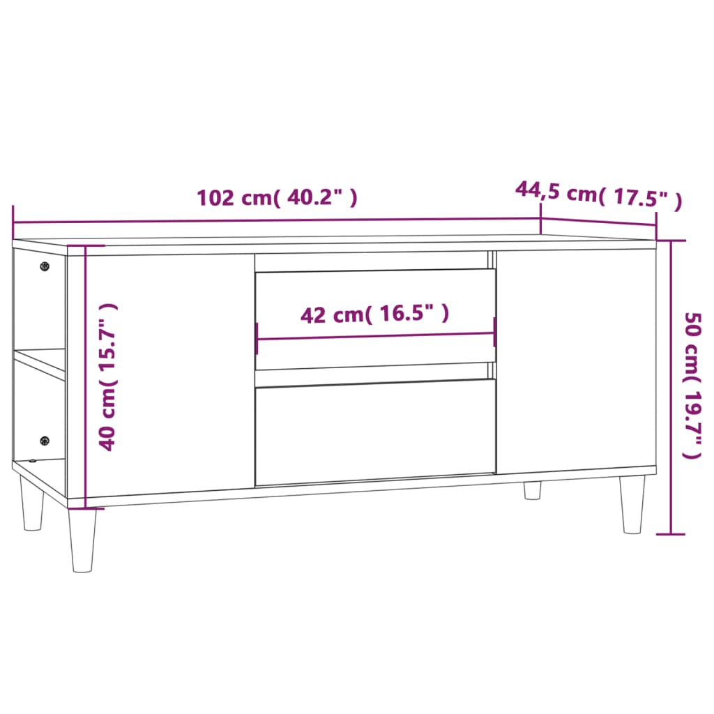 TV-Schrank Schwarz 102x44,5x50 cm Holzwerkstoff