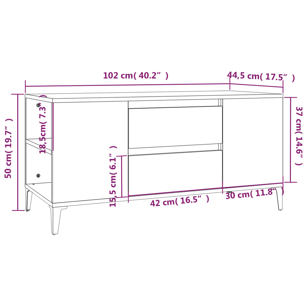 TV-Schrank Schwarz 102x44,5x50 cm Holzwerkstoff