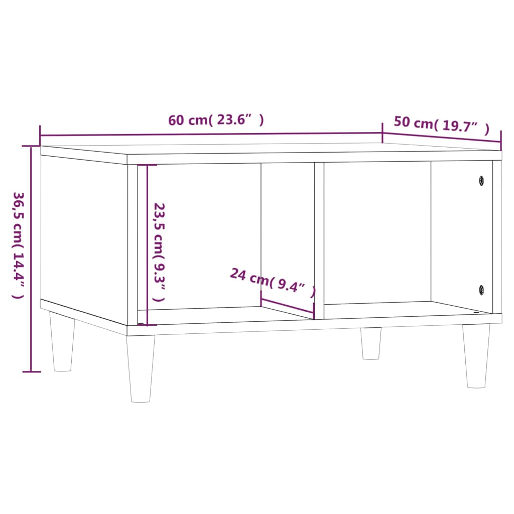 Couchtisch Schwarz 60x50x36,5 cm Holzwerkstoff