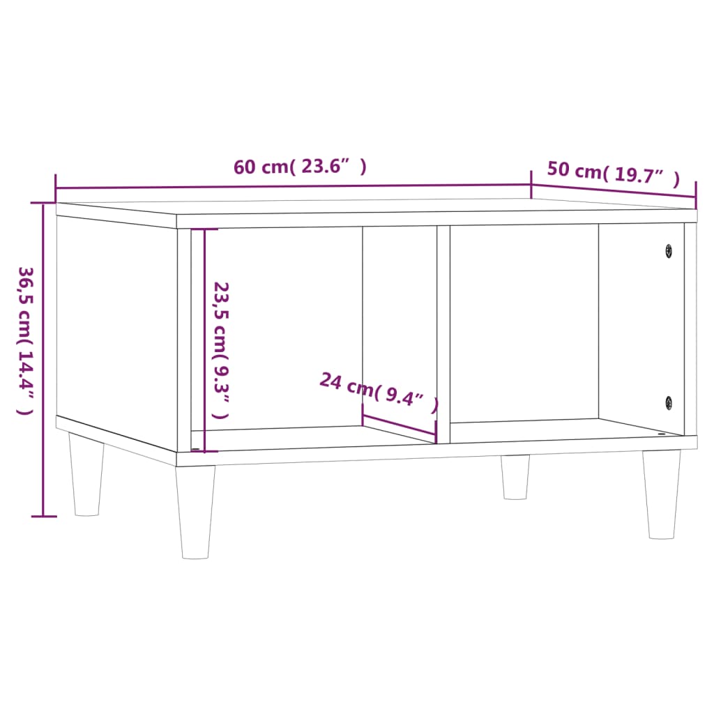 Couchtisch Betongrau 60x50x36,5 cm Holzwerkstoff