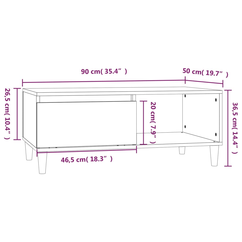 Couchtisch Betongrau 90x50x36,5 cm Holzwerkstoff