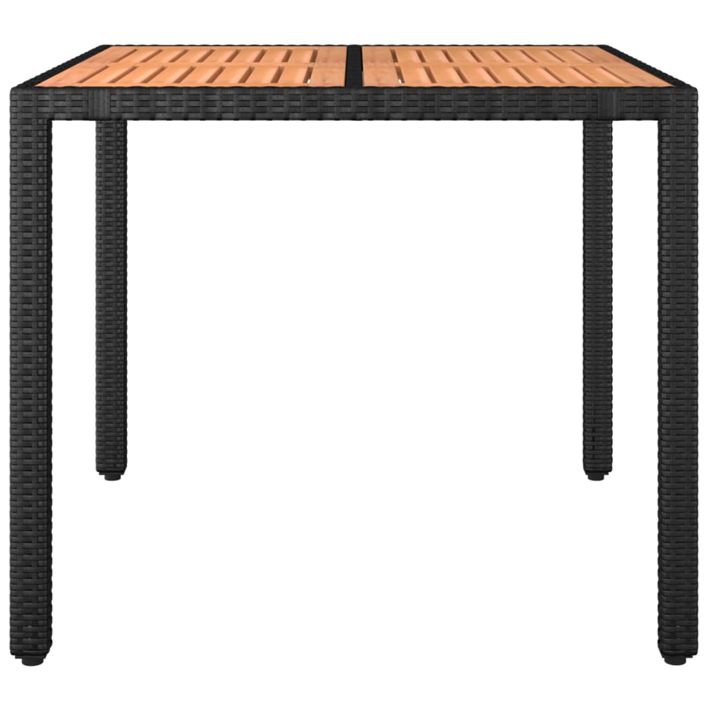 Gartentisch mit Holzplatte Schwarz Poly Rattan & Akazienholz