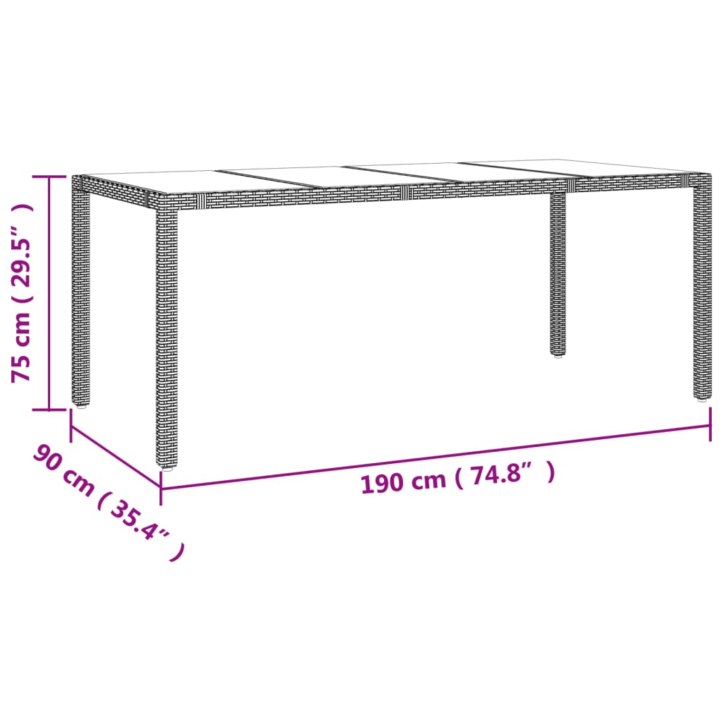 Gartentisch mit Glasplatte Beige Poly Rattan & Hartglas