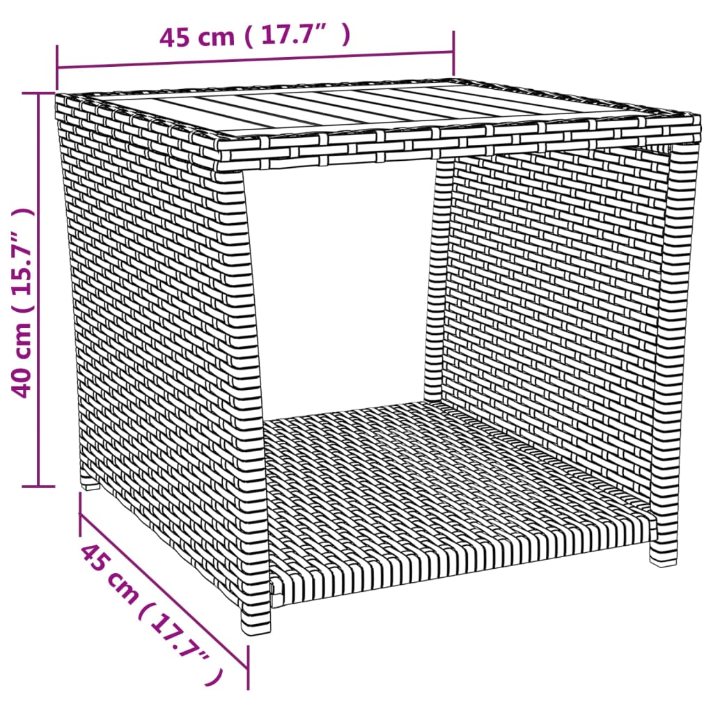 Beistelltisch mit Holzplatte Schwarz Poly Rattan & Akazienholz