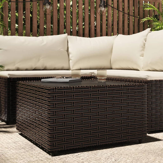 Garten-Couchtisch Quadratisch Braun 50x50x30 cm Poly Rattan