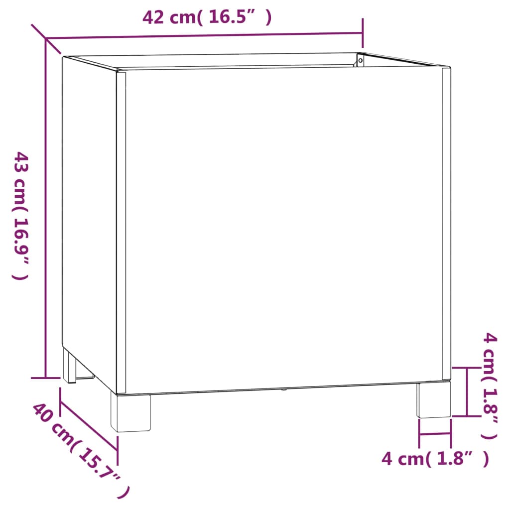 Pflanzkübel mit Beinen Rostig 42x40x43 cm Cortenstahl