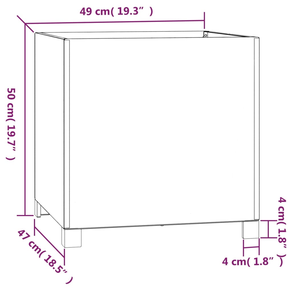 Pflanzkübel mit Beinen Rostig 49x47x50 cm Cortenstahl