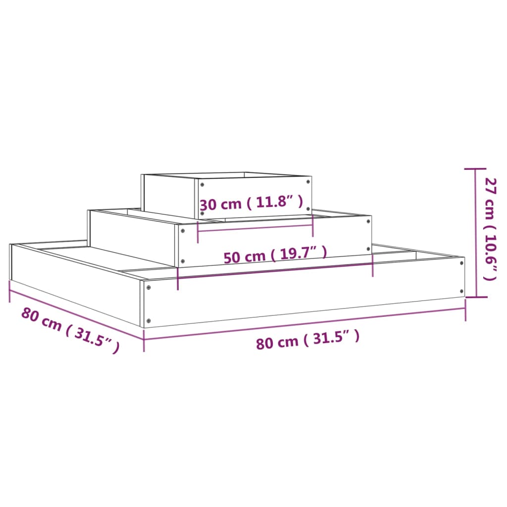 Pflanzkübel 80x80x27 cm Massivholz Douglasie