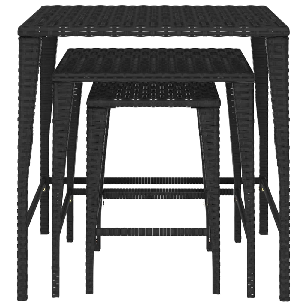 Satztische 3 Stk. Schwarz Poly Rattan