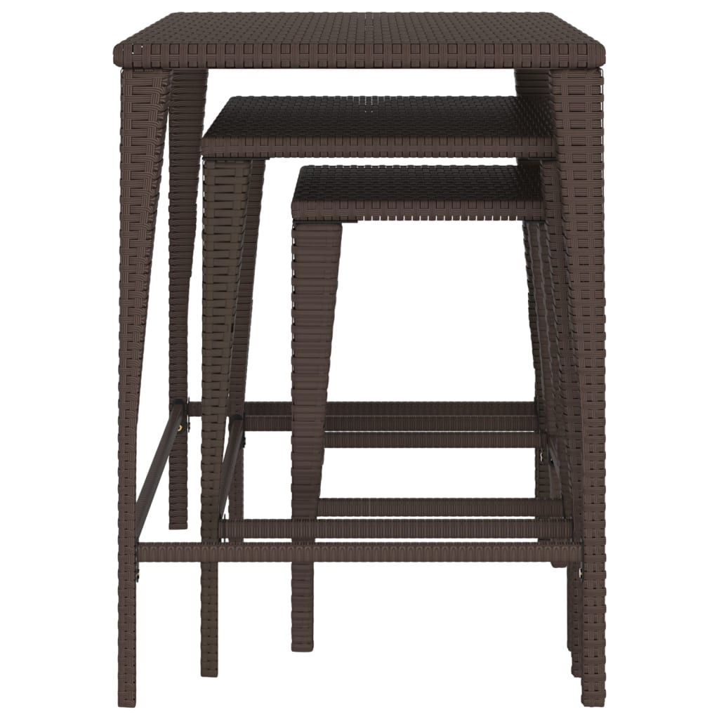 Satztische 3 Stk. Braun Poly Rattan