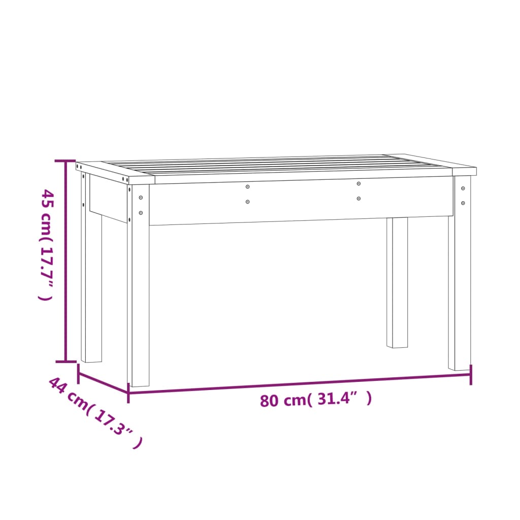 Gartenbank Grau 80x44x45 cm Massivholz Kiefer