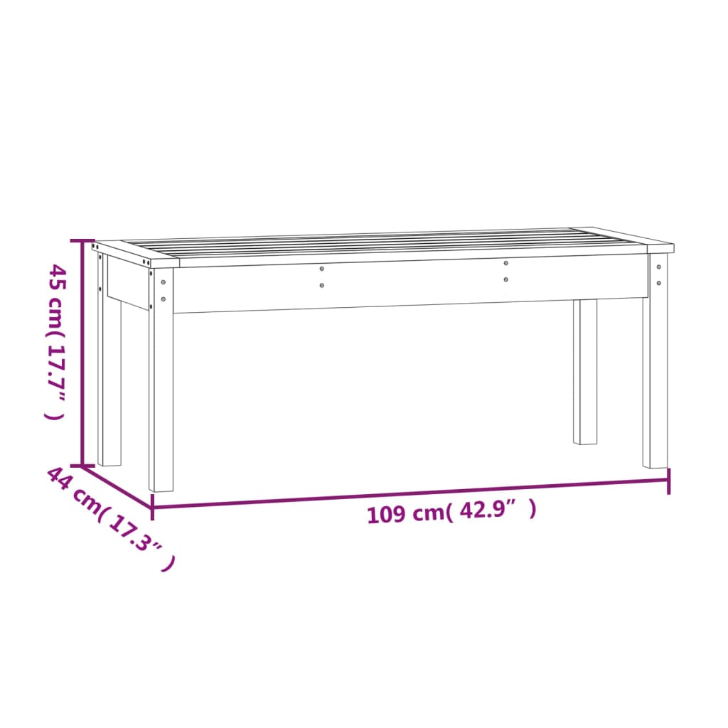 Gartenbank Schwarz 109x44x45 cm Massivholz Kiefer