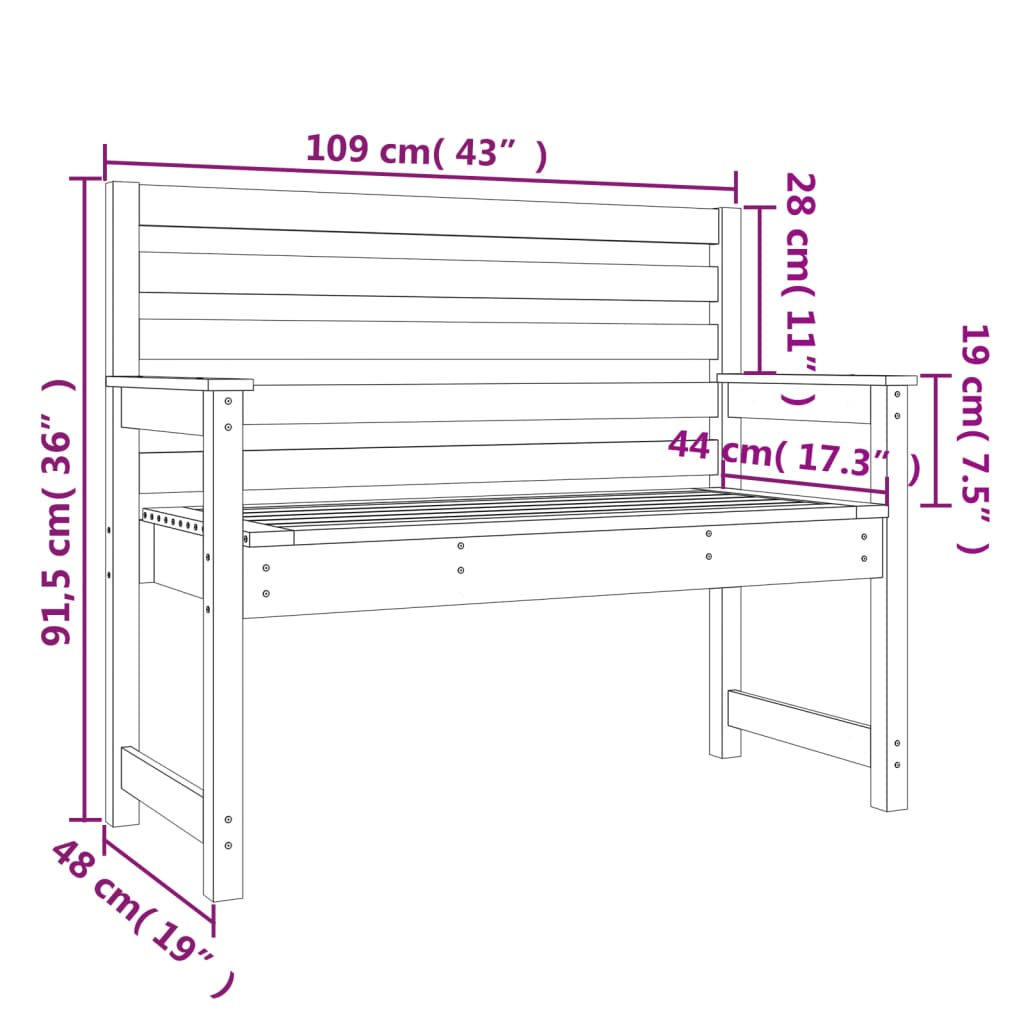 Gartenbank 109x48x91,5 cm Massivholz Douglasie