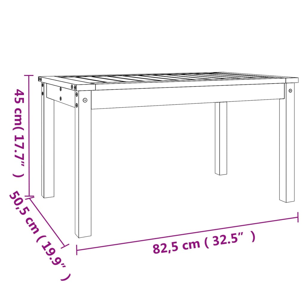 Gartentisch Schwarz 82,5x50,5x45 cm Massivholz Kiefer