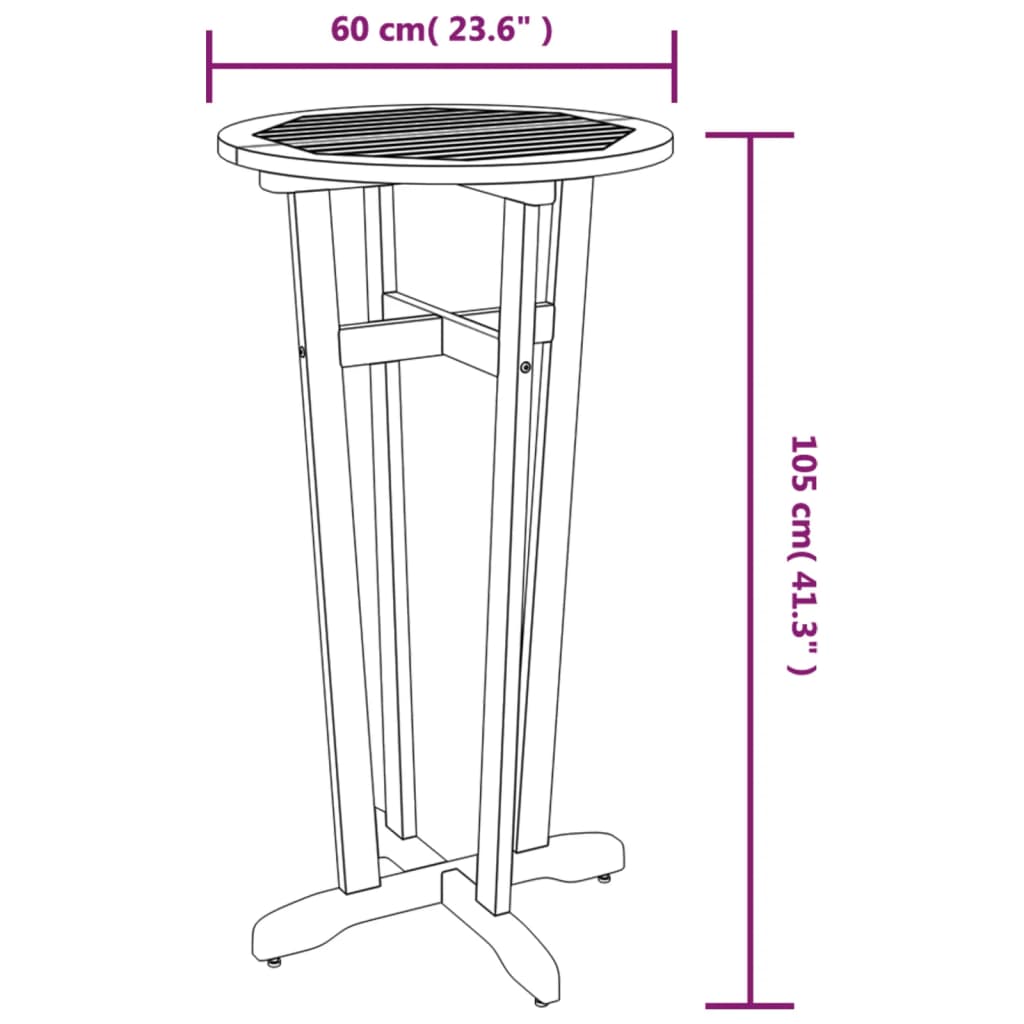 Garten-Bartisch Ø60x105 cm Massivholz Akazie