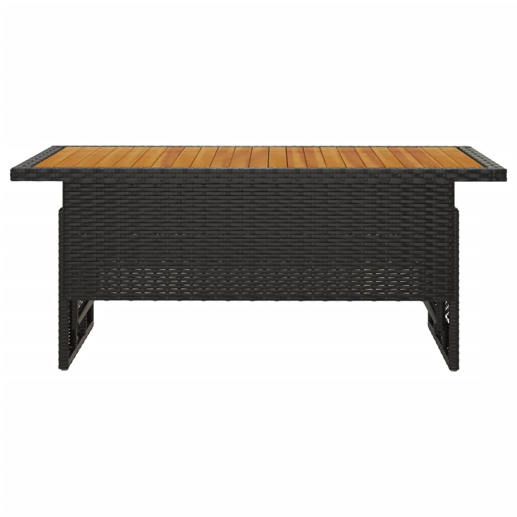 Gartentisch Schwarz 100x50x43/63 cm Akazienholz & Poly Rattan