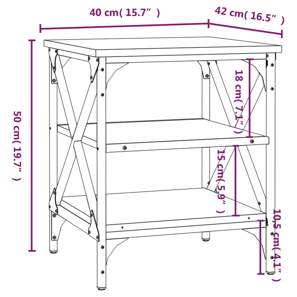 Beistelltische 2 Stk. Grau Sonoma 40x42x50 cm Holzwerkstoff