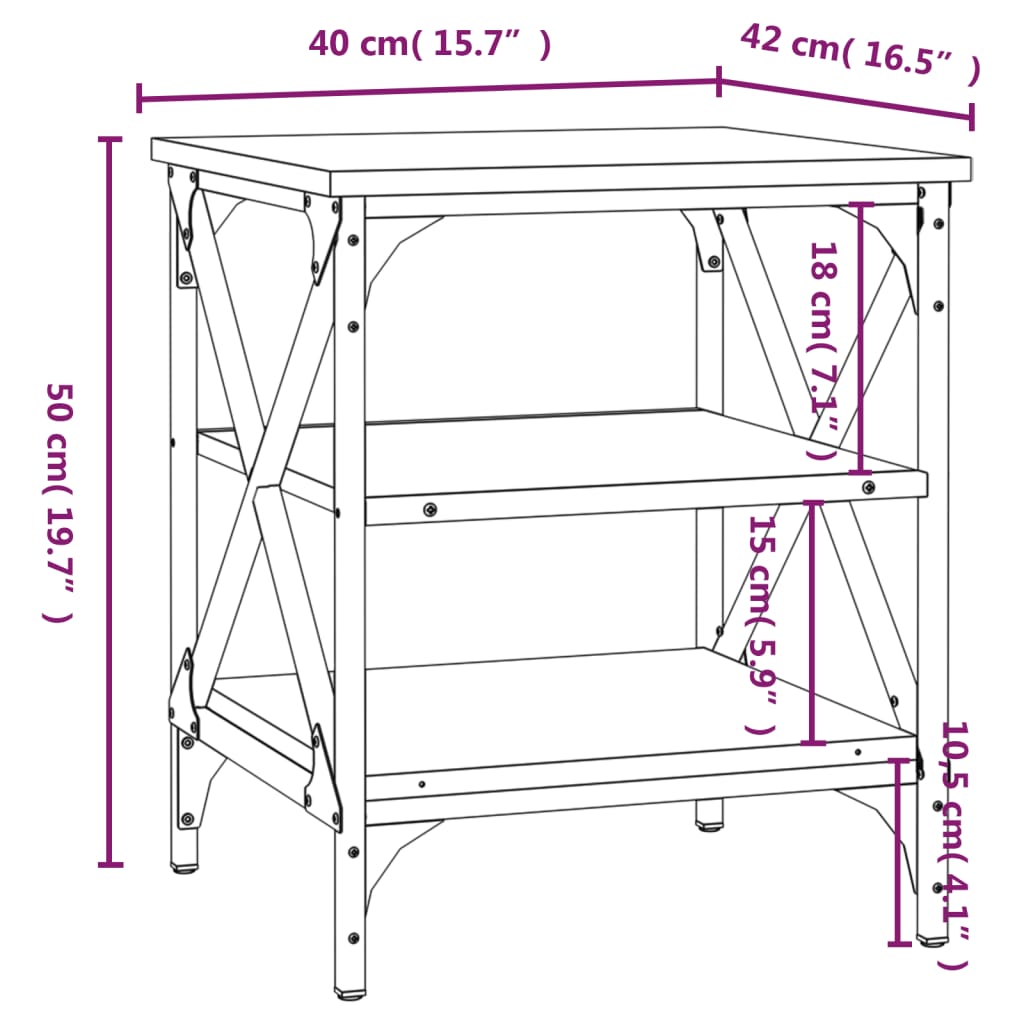 Beistelltische 2 Stk. Braun Eichen-Optik 40x42x50 cm