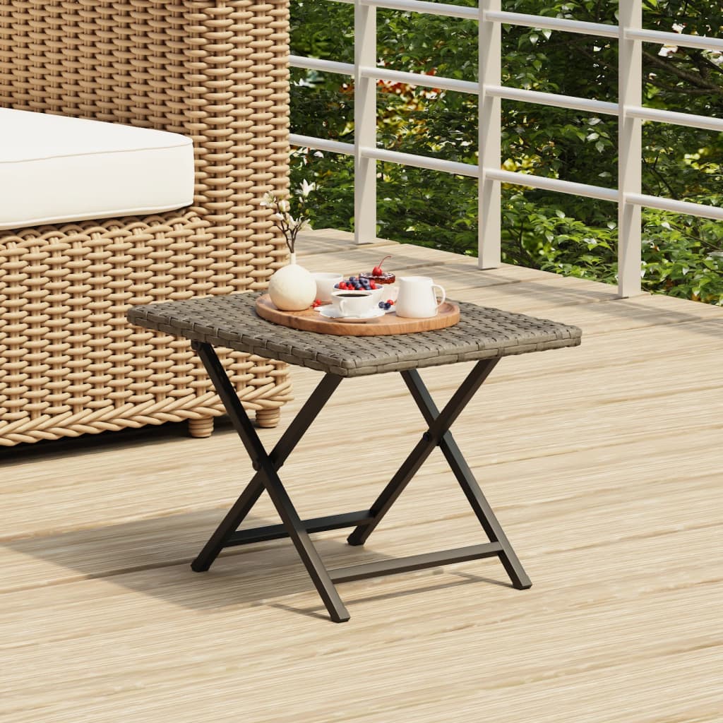 Klapptisch Grau 45x35x32 cm Poly Rattan