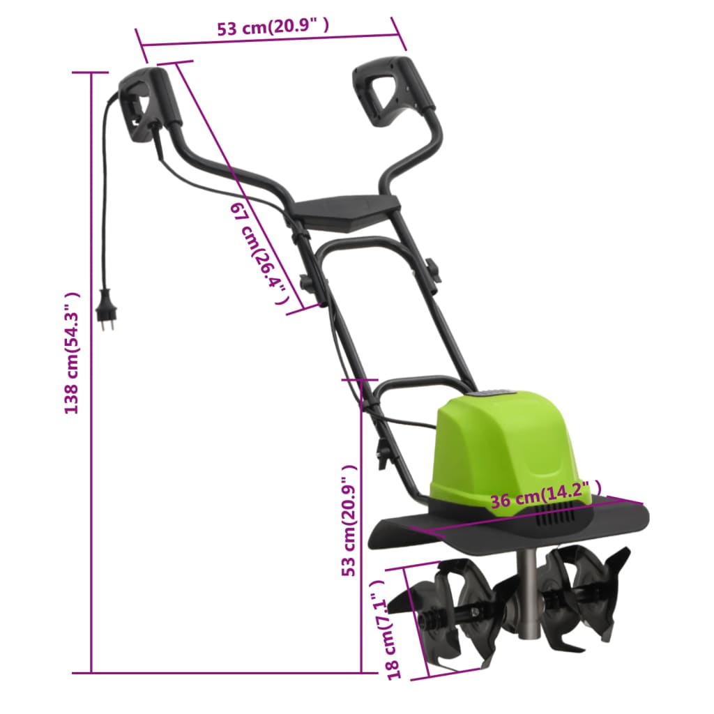 Gartenfräse mit 4 Messern Elektrisch 800 W