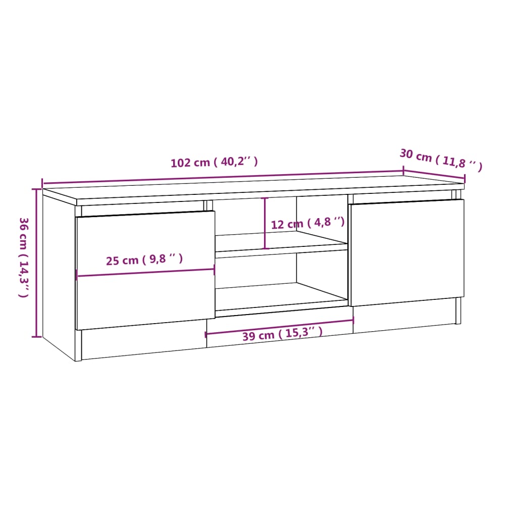 TV-Schrank mit Tür Braun Eichen-Optik 102x30x36 cm