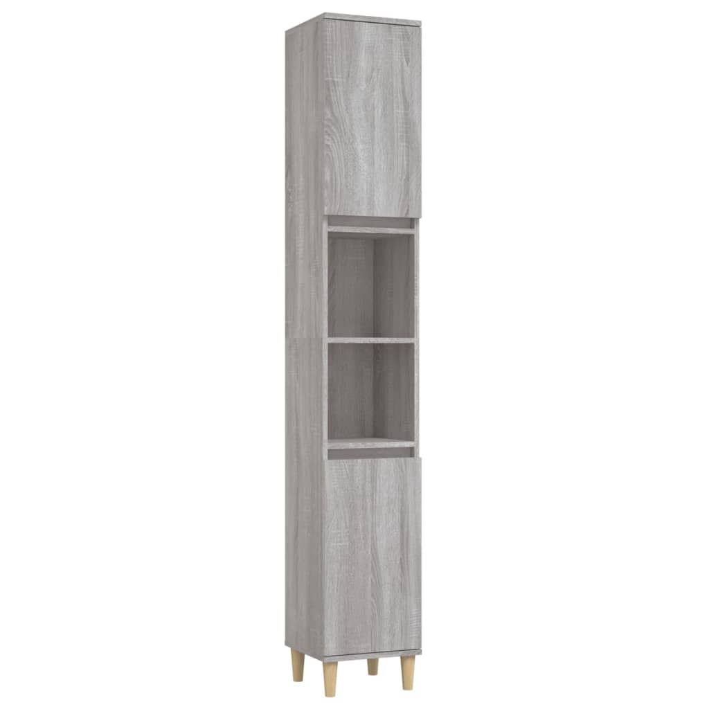 Badschrank Grau Sonoma 30x30x190 cm Holzwerkstoff