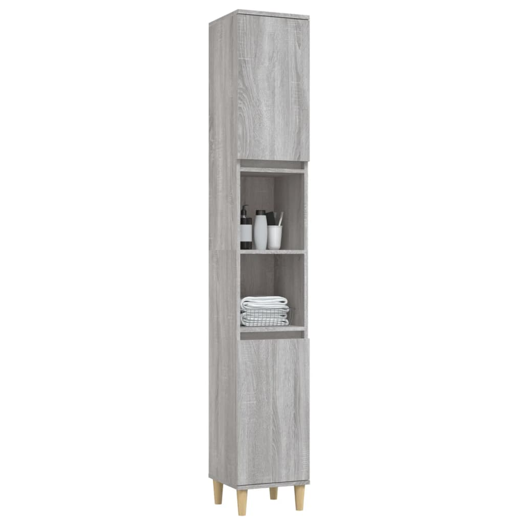 Badschrank Grau Sonoma 30x30x190 cm Holzwerkstoff