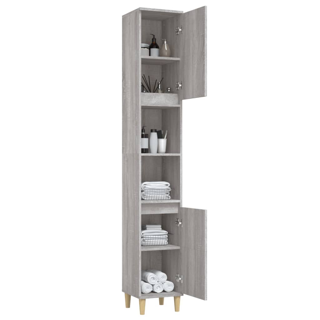 Badschrank Grau Sonoma 30x30x190 cm Holzwerkstoff