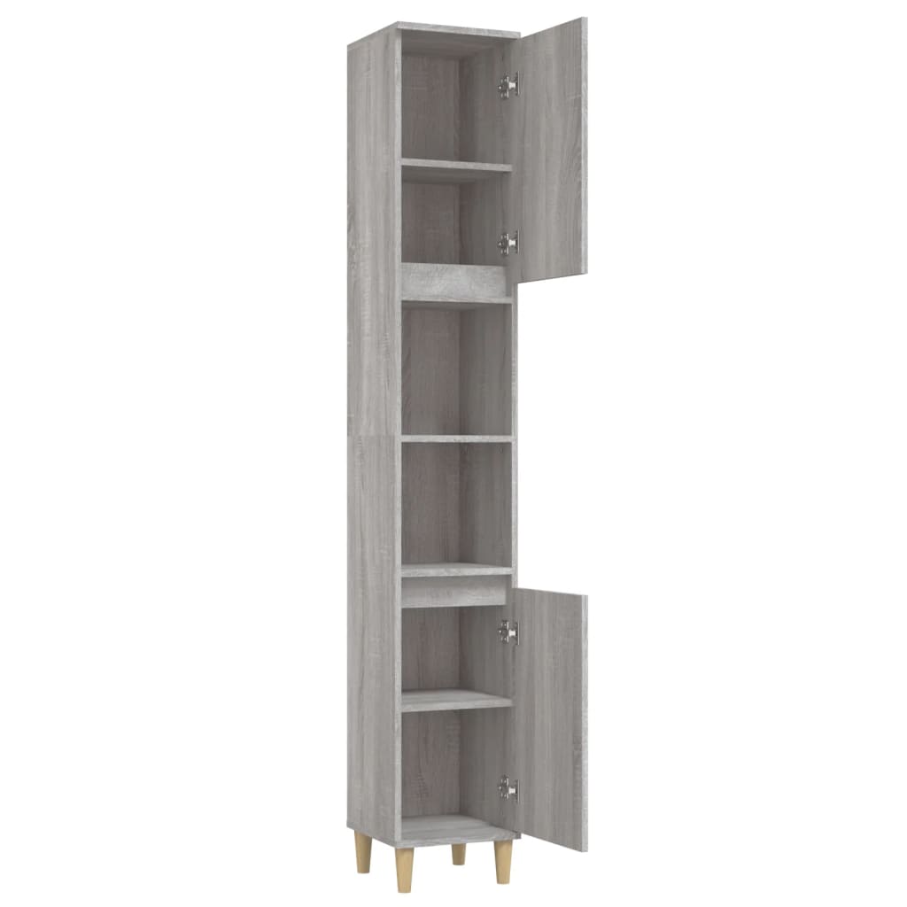 Badschrank Grau Sonoma 30x30x190 cm Holzwerkstoff