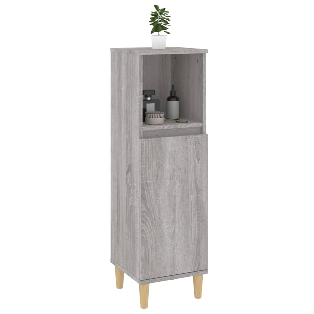 Badschrank Grau Sonoma 30x30x100 cm Holzwerkstoff