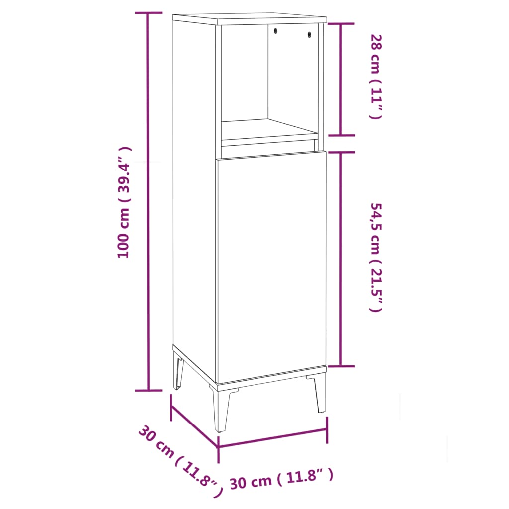 Badschrank Weiß 30x30x100 cm Holzwerkstoff