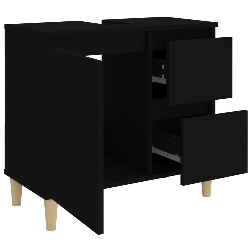 Badschrank Schwarz 65x33x60 cm Holzwerkstoff