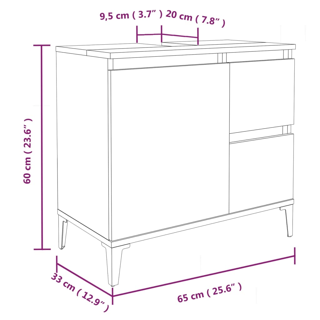 Badschrank Schwarz 65x33x60 cm Holzwerkstoff