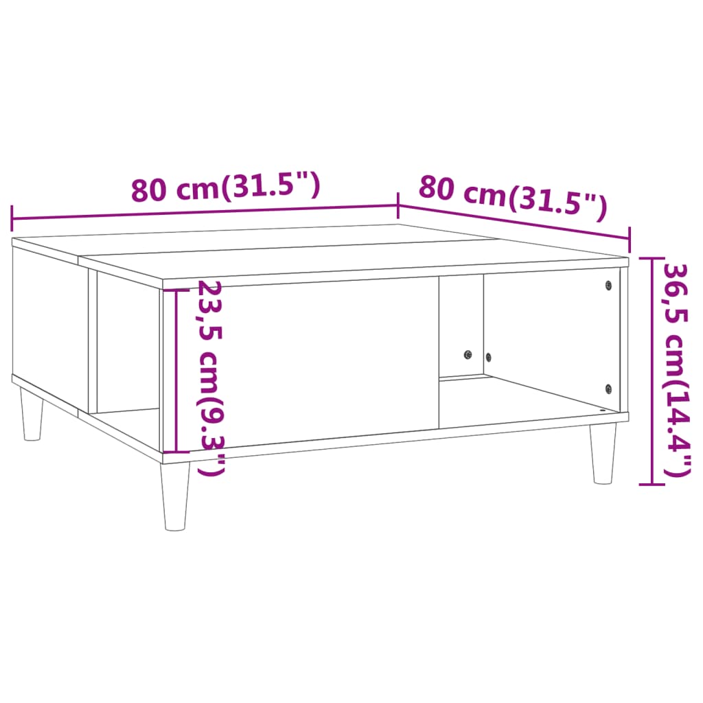 Couchtisch Grau Sonoma 80x80x36,5 cm Holzwerkstoff