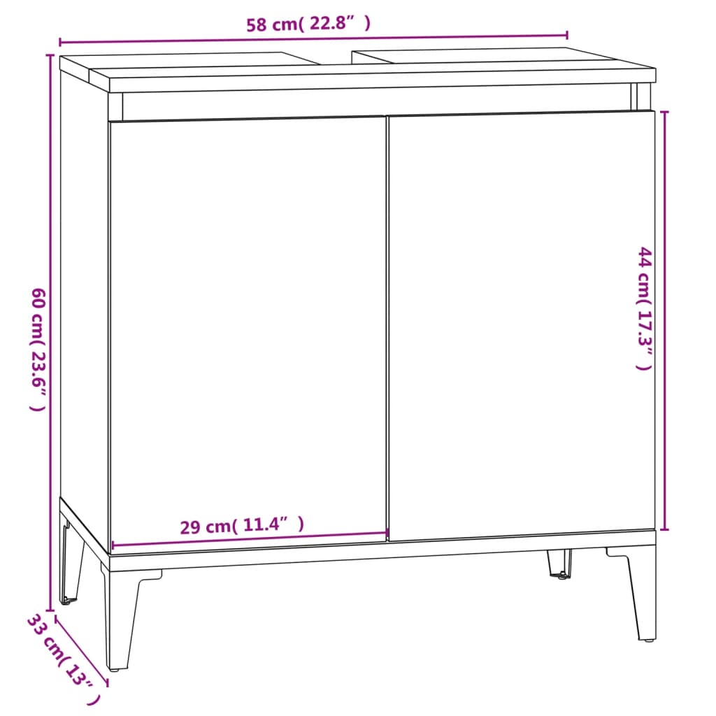 Waschbeckenunterschrank Weiß 58x33x60 cm Holzwerkstoff