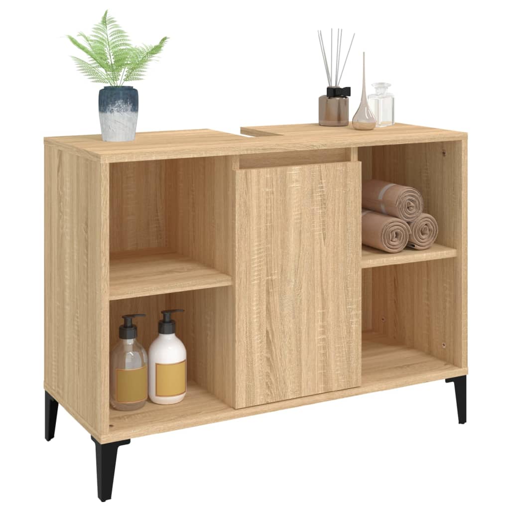 Waschbeckenunterschrank Sonoma-Eiche 80x33x60 cm Holzwerkstoff