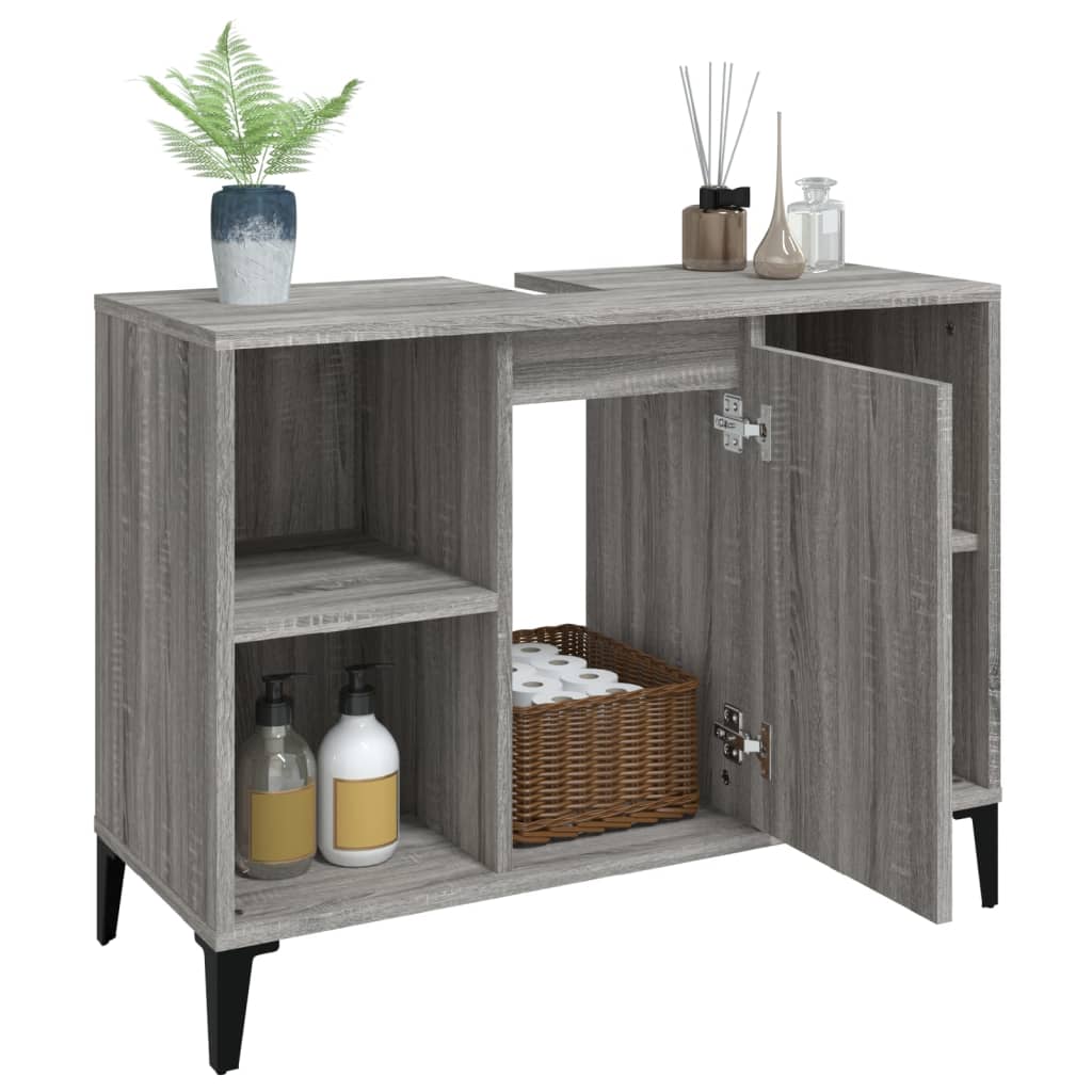 Waschbeckenunterschrank Grau Sonoma 80x33x60 cm Holzwerkstoff