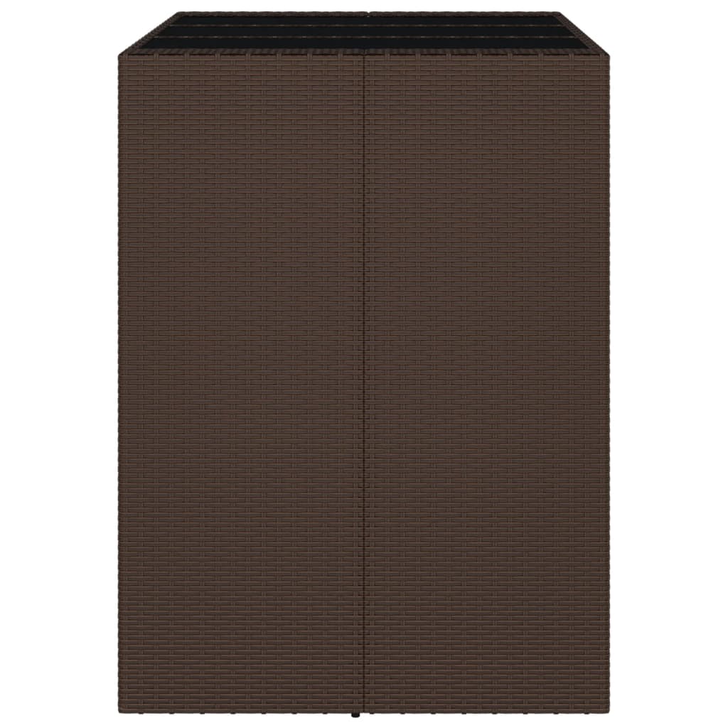 Bartisch mit Glasplatte Braun 105x80x110 cm Poly Rattan