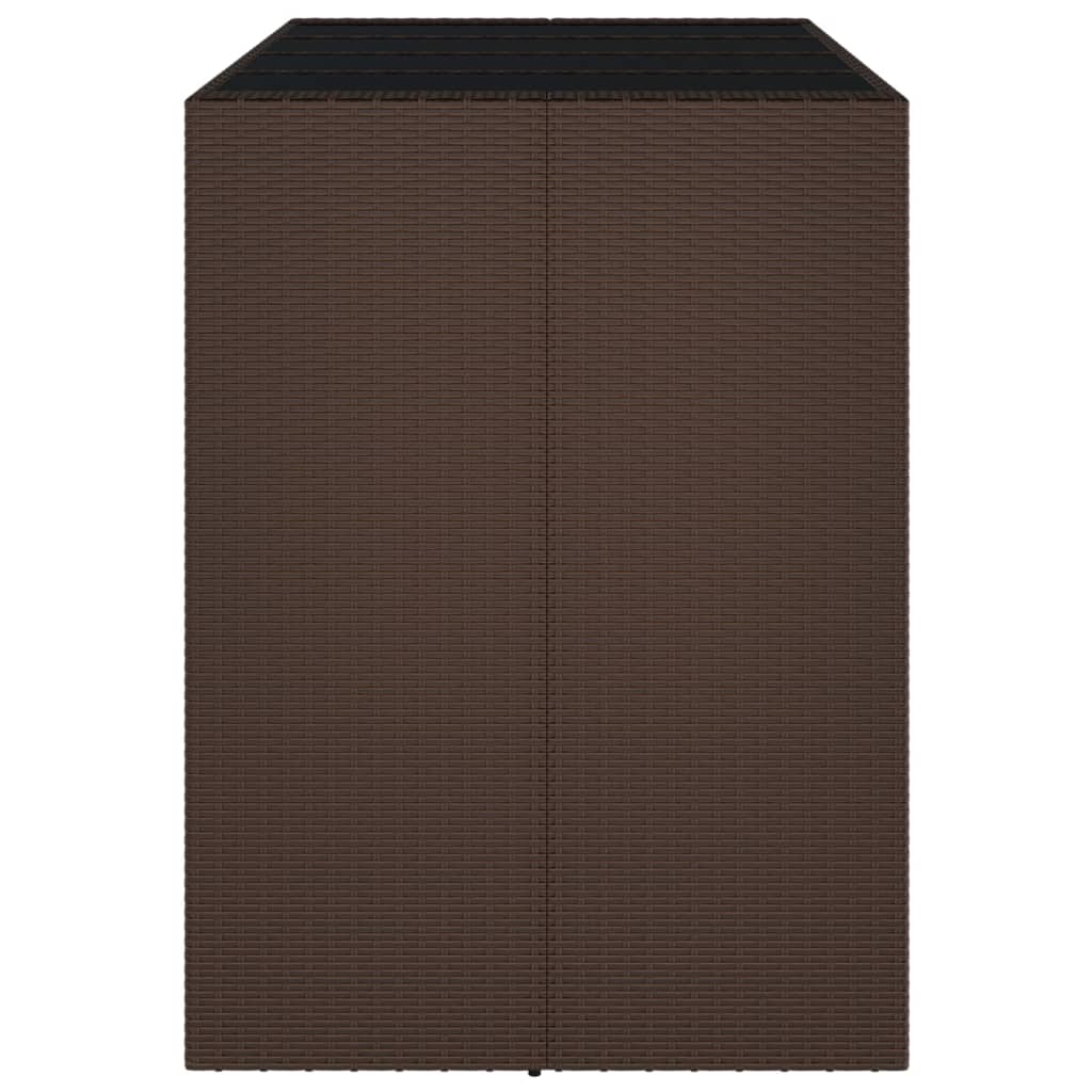 Bartisch mit Glasplatte Braun 145x80x110 cm Poly Rattan