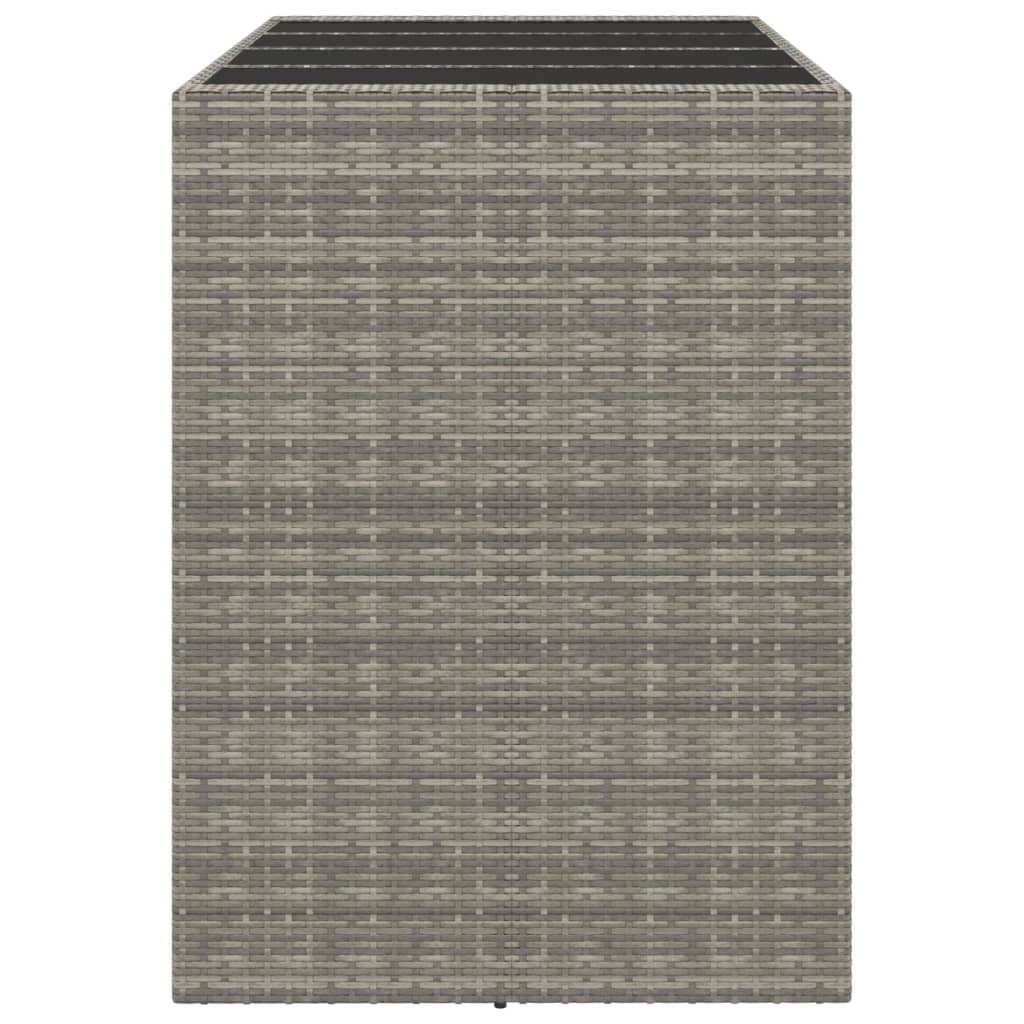 Bartisch mit Glasplatte Grau 145x80x110 cm Poly Rattan