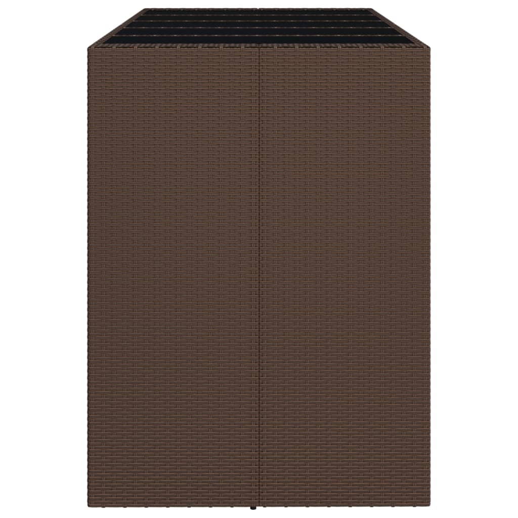 Bartisch mit Glasplatte Braun 185x80x110 cm Poly Rattan