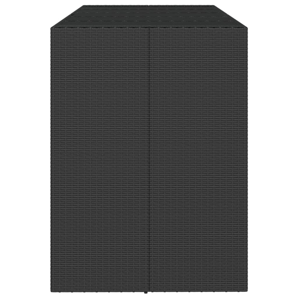 Bartisch mit Glasplatte Schwarz 185x80x110 cm Poly Rattan