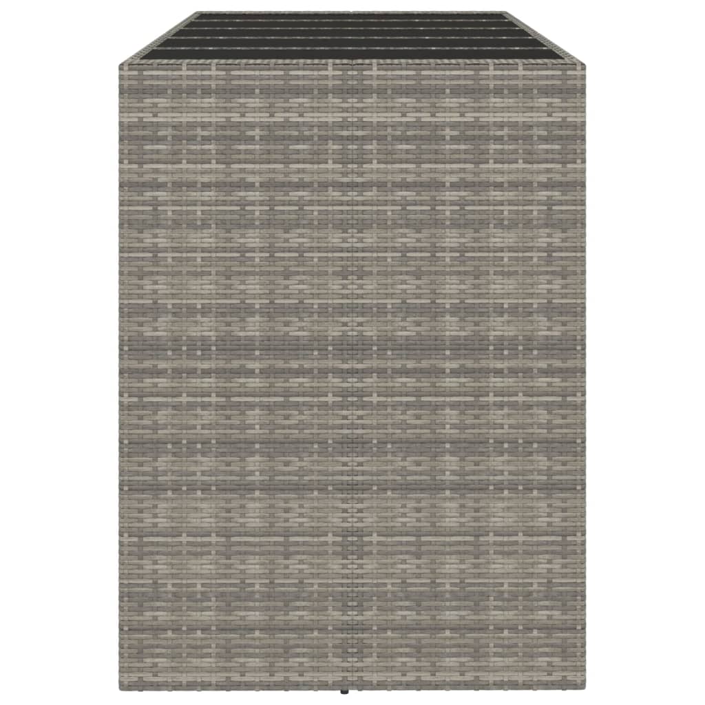 Bartisch mit Glasplatte Grau 185x80x110 cm Poly Rattan